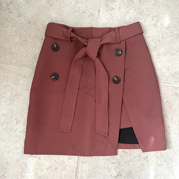 Free People Dresses & Skirts - Free People Mauve Pink Casual Formal Double-Breasted Tie Front Mini Skirt